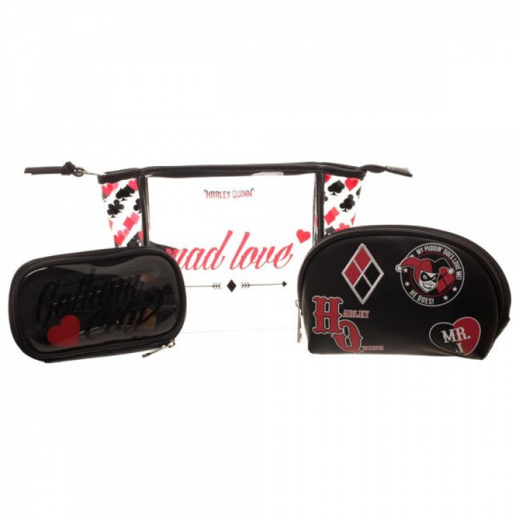 Harley Quinn Mad Love Cosmetic 3X Bag Set